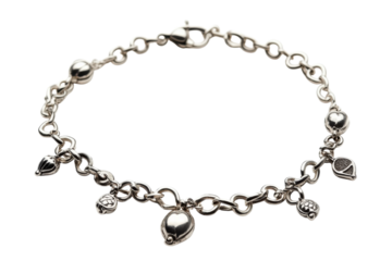 Trendy charm bracelet for everyday wear on neutral white surface isolated on transparent background