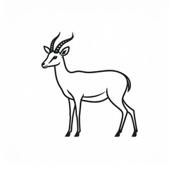 Obraz premium Minimalist Black and White Line Art Gazelle Illustration Wildlife Animal Silhouette