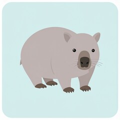 Fototapeta premium Cute Pink Cartoon Wombat Standing Isolated on White Background Illustration