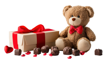 Valentine's day bear, chocolate, gift box, love concept