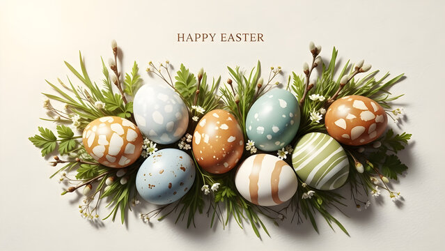 easter eggs on green grass