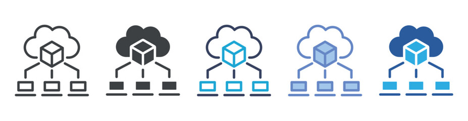 Cloud Computing icon set multiple style collection