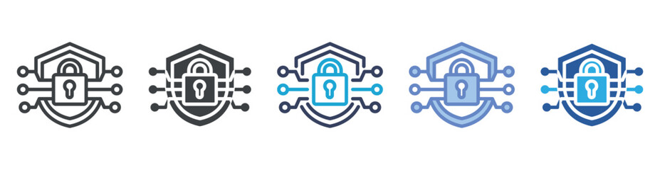 Cyber Security icon set multiple style collection