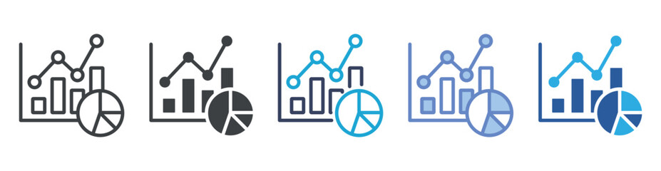 Data Chart icon set multiple style collection