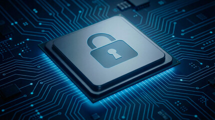 Cyber Security Microchip Data Protection Technology Concept Banner Design