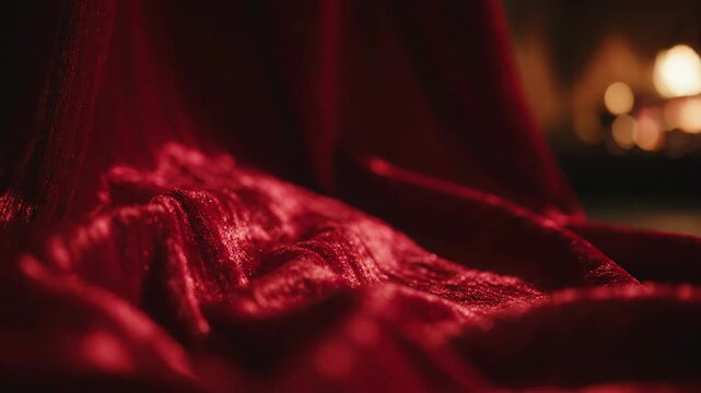 Abstract red fabric texture with soft lighting and subtle patterns