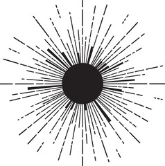 Obraz premium Abstract black and white sunburst design element with radial lines and starburst effect, perfect for vintage graphic projects and decorative accents