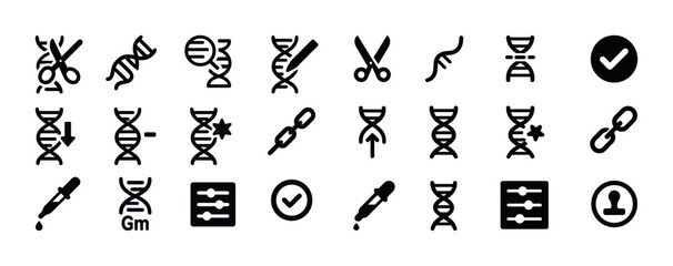 Naklejka premium Dna icons and genetic symbols collection