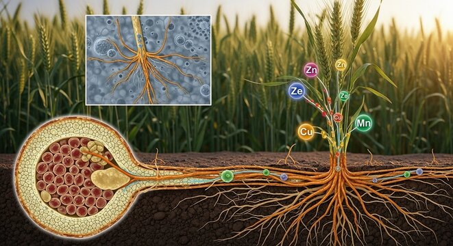 AM fungi enhancing micronutrient levels in cereal roots