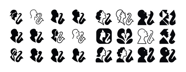 Silhouette collection featuring diverse people and musical instruments