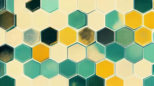 Animated hexagonal pattern changing colors and shapes on a white background