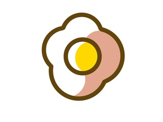 Fried Egg Icon in Minimalist Flat Line Art Illustration