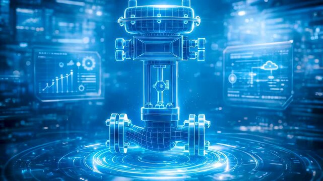 Advanced artificial intelligence core system with humanoid robot structure and glowing data interface inside high technology control space