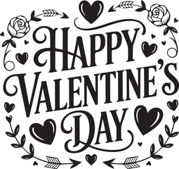 Happy valentine's day festive romantic greeting with hearts, roses, and arrows