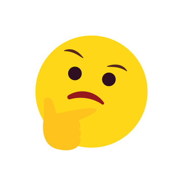 Thinking face think wondering questioning question why face emoji symbol sign icon vector illustration isolated flat