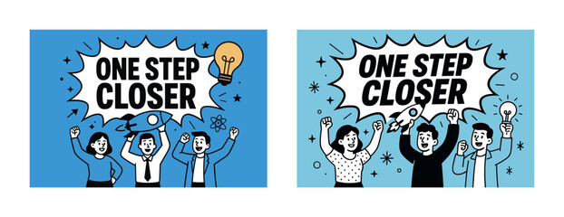 Team celebrating innovation: diverse young adults with success and creativity concepts