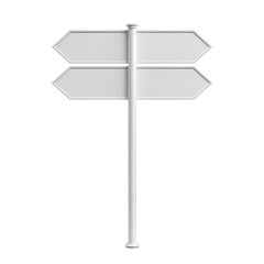 A white signpost with two pairs of arrows pointing in opposite directions, against a black backdrop