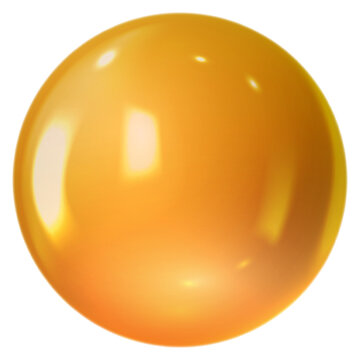 Orange 3D sphere with a glossy surface, highlights, and reflection.