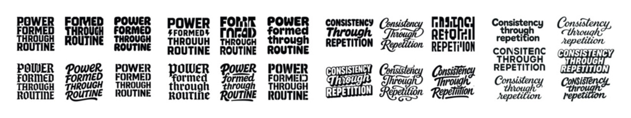 Fototapeta premium Inspirational typography designs emphasizing power and consistency through routine and repetition