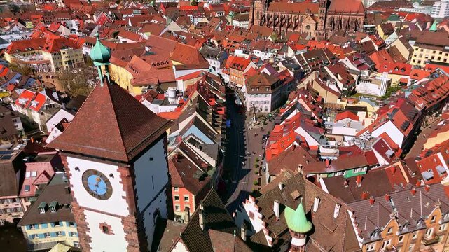 Aerial view of Freiburg im Breisgau in Germany