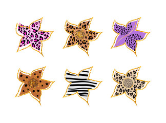 Illustration of various beautiful flowers on a white background.