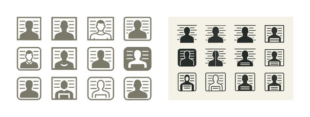 Set of neutral human profile icons with line background