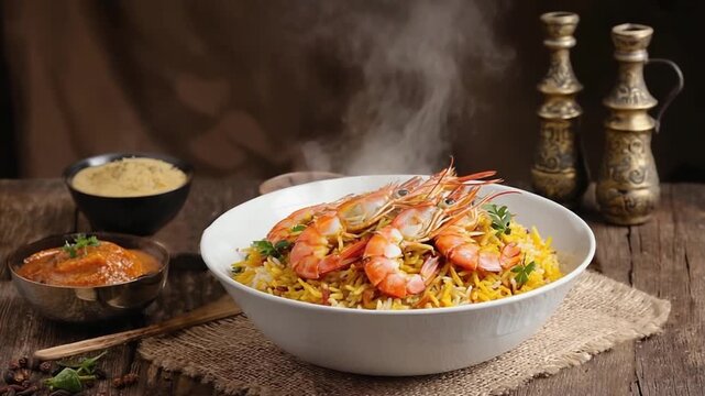 prawn biryani food from india video
