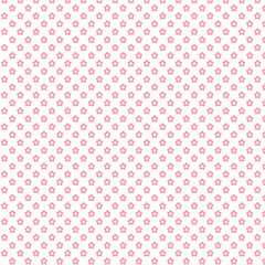 Seamless minimal flower pattern with small pink blossoms on white background. Cute simple floral design ideal for baby products, fabric, stationery, and crafts.