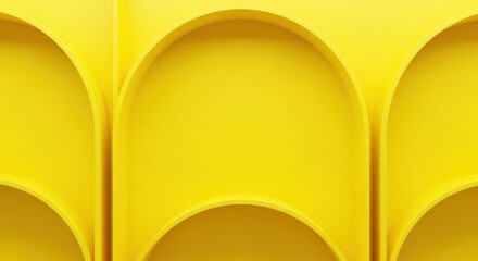 A visually arresting digital background showcasing bright yellow arcs in a repeating rhythmic pattern with smooth curves and soft light gradients, brilliant, illustration, movement