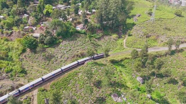 Slow Travel Concept With Train Crossing Countryside