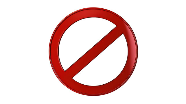 Isolated round symbol for no sign of prohibition stop circle blocked mark icon, isolated on a transparent background