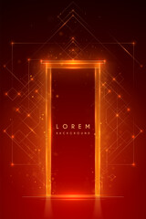 Golden ornate frame with sparks on red background