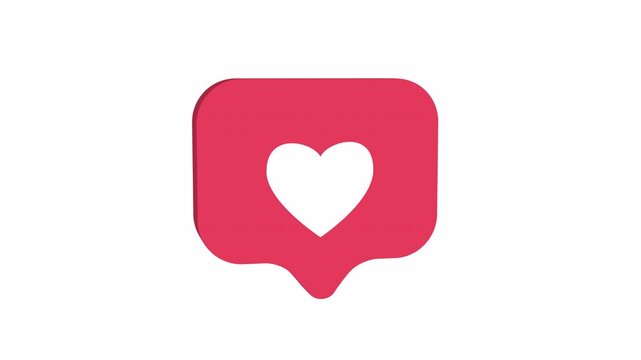 3D Heart Love Reaction Icon Animation &ndash; 4K Alpha Channel Seamless Loop