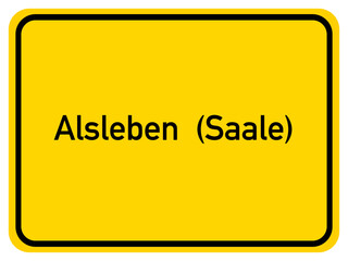 Illustration of a city exit sign for the city of Alsleben (Saale)