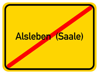 Illustration of a city exit sign for the city of Alsleben (Saale)