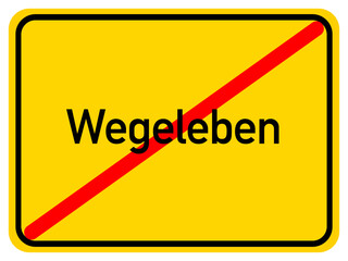 Illustration of a city exit sign for the city of Wegeleben