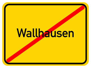 Illustration of a city exit sign for the city of Wallhausen