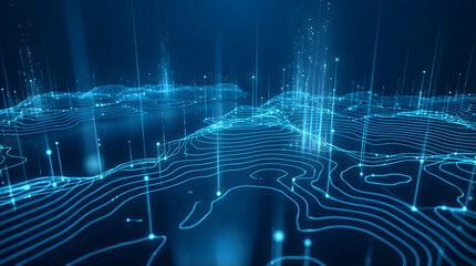 Digital Topography: An intricate network of lines and points weaves a digital tapestry of a topographical landscape.