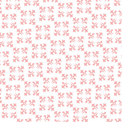 Soft pink ornamental flourish pattern with symmetrical decorative motifs. Seamless feminine background perfect for wallpaper, stationery, fabric, and elegant branding.