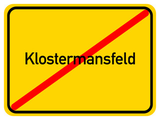 Illustration of a city exit sign for the city of Klostermansfeld