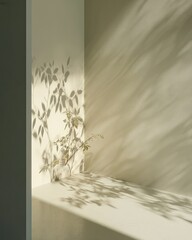 Elegant Minimalist Interior With Soft Sunlight And Shadow Play