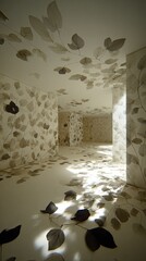 Elegant Interior Corridor With Fallen Leaves Pattern