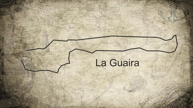La Guaira map drawn on a cartography background sheet of paper