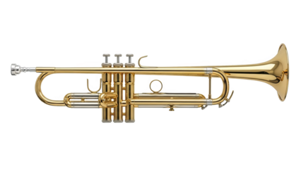 Golden Brass Trumpet Isolated On Black Background