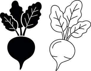 Beetroot icon set with silhouette