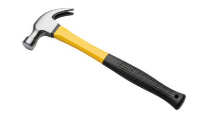 Modern Claw Hammer With Yellow Handle On Black Background