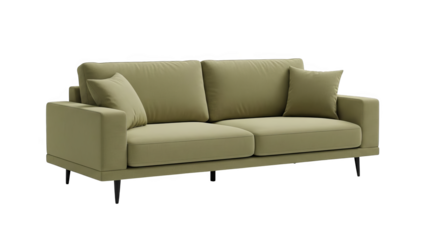 Modern Olive Green Twoseater Sofa With Black Legs
