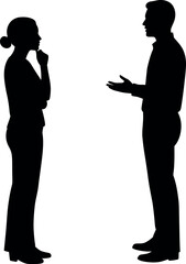 Conversation silhouette between man and woman