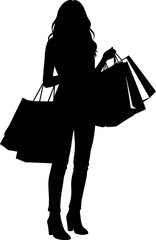 Shopping woman carrying bags silhouette
