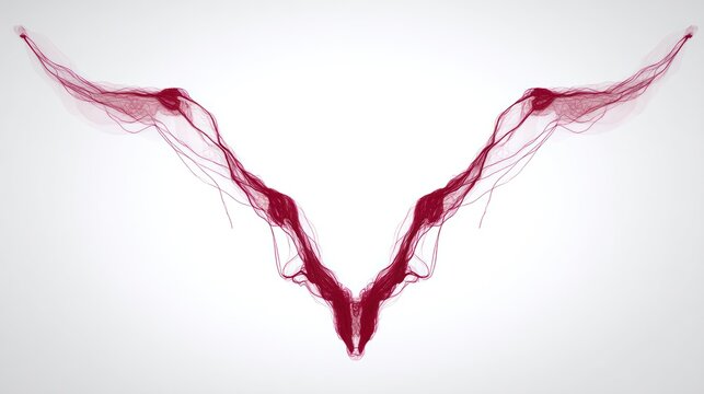 Abstract red wing like shape on white background for design concept